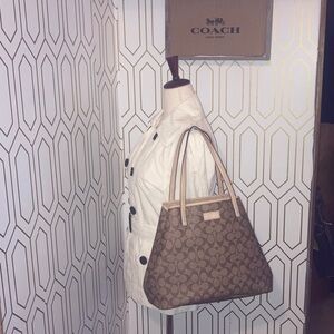 COACh Genuine METRO Signature Canvas and Leather Trim TOTE